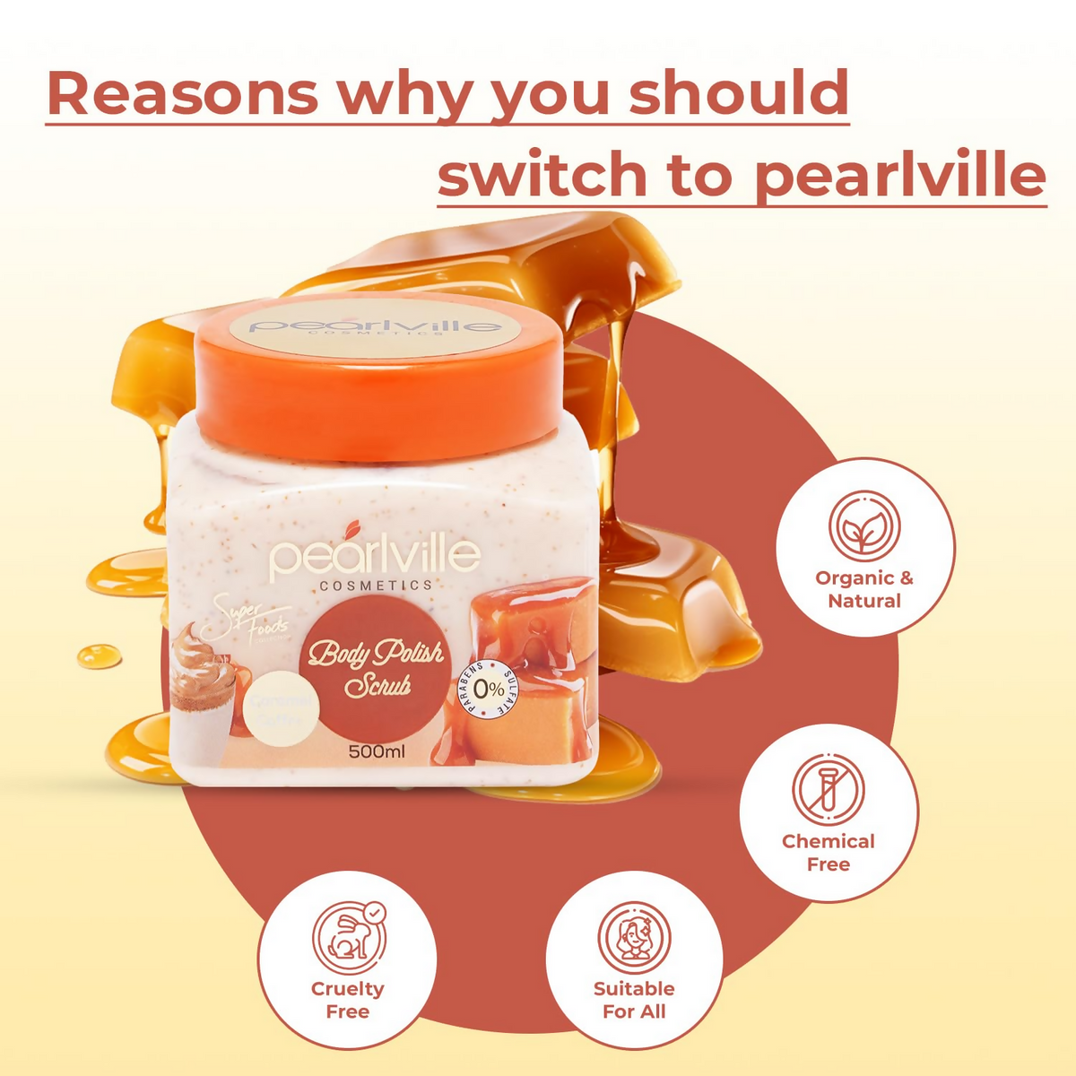 Pearlville Super Foods Collection Caramel Coffee Body Polish Scrub