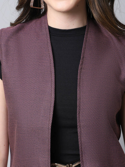 Even Apparels Wine Polywool Open Front Women's Long Coat