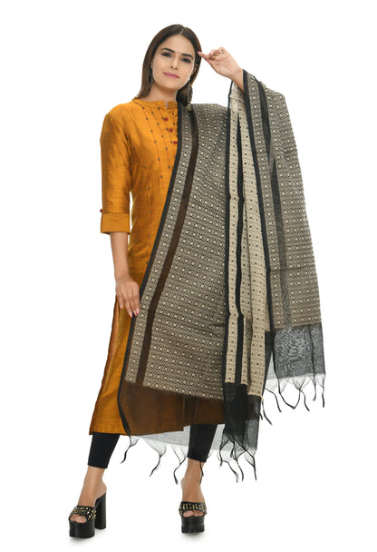 Mominos Fashion Moeza Beautiful Handloom Cotton Black Dupatta