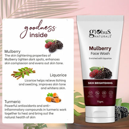 Globus Naturals Mulberry Fairness Face Wash, Suitable For All Skin Types
