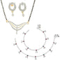 AanyaCentric Gold-Polished Mangalsutra Pendant Earring Set & Silver Plated Anklet