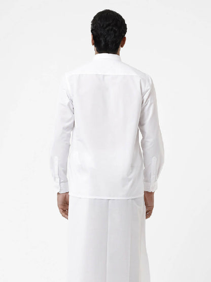 Ramraj Cotton Mens Full Sleeve White Shirt Plus Size - Samrat Cotton