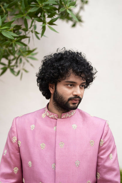 Purple Sherwani Set by Hilo Design