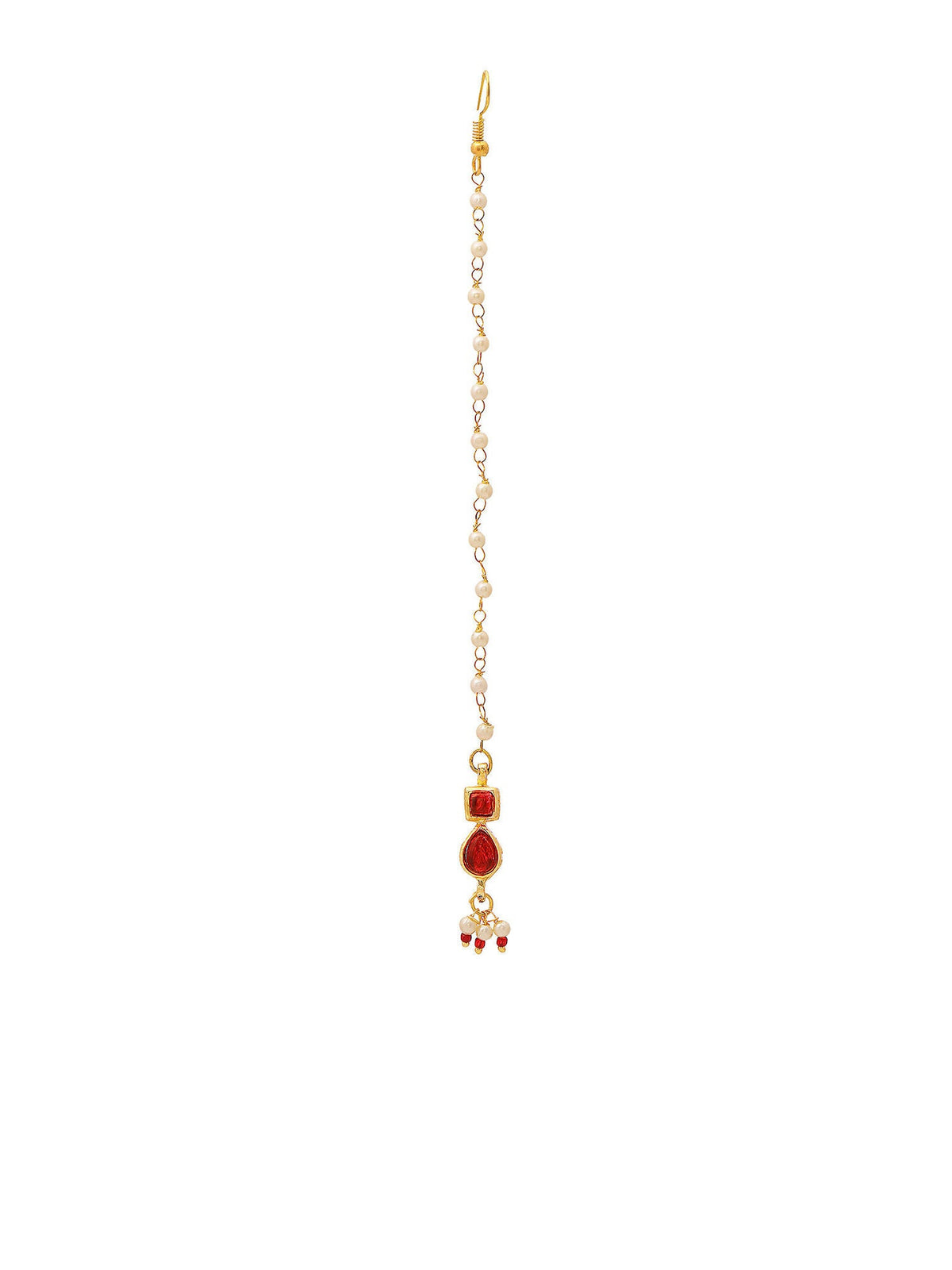 Ruby Raang Red Kundan Maang Tikka