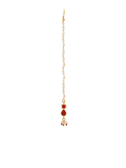 Ruby Raang Red Kundan Maang Tikka