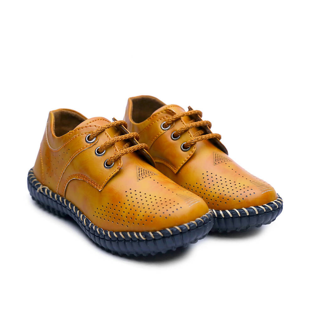 Tiny Bugs Boys Casual Lace Up Shoes - Tan