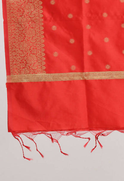 Mominos Fashion Moeza Women's Banarsi Silk Woven Design Red Dupatta