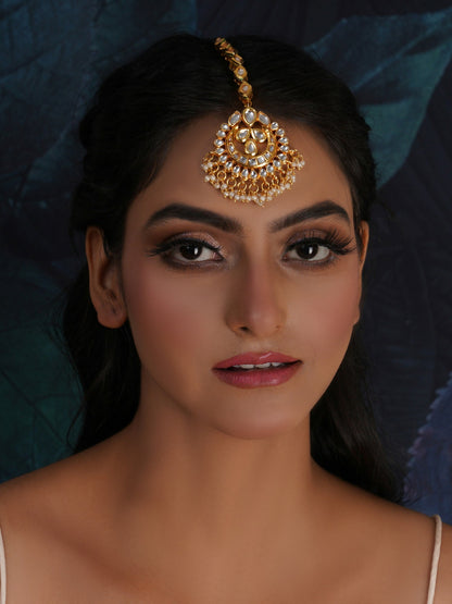 Kundan Maang Tikka (Gold) - Ruby Raang