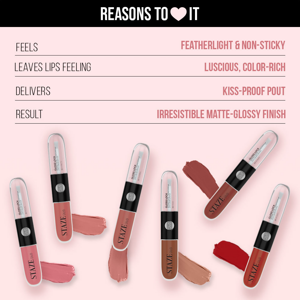 Staze 9To9 Gloss Lock 2-In-1 Liquid Lipstick - 03 Im Bubbly