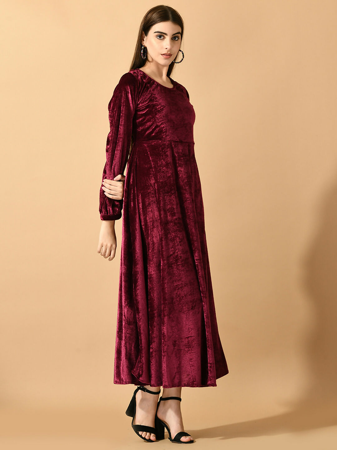 Myshka Women's Violet Fit and Flare Party Dress