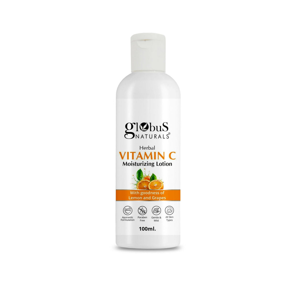 Globus Naturals Herbal Vitamin C Moisturizing Body Lotion For Skin Brightening & Nourishment, Glowing & Youthful Skin, All Skin Types