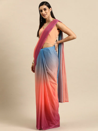 Ahalyaa Women's Traditional Semi Stitch Saree - Peach