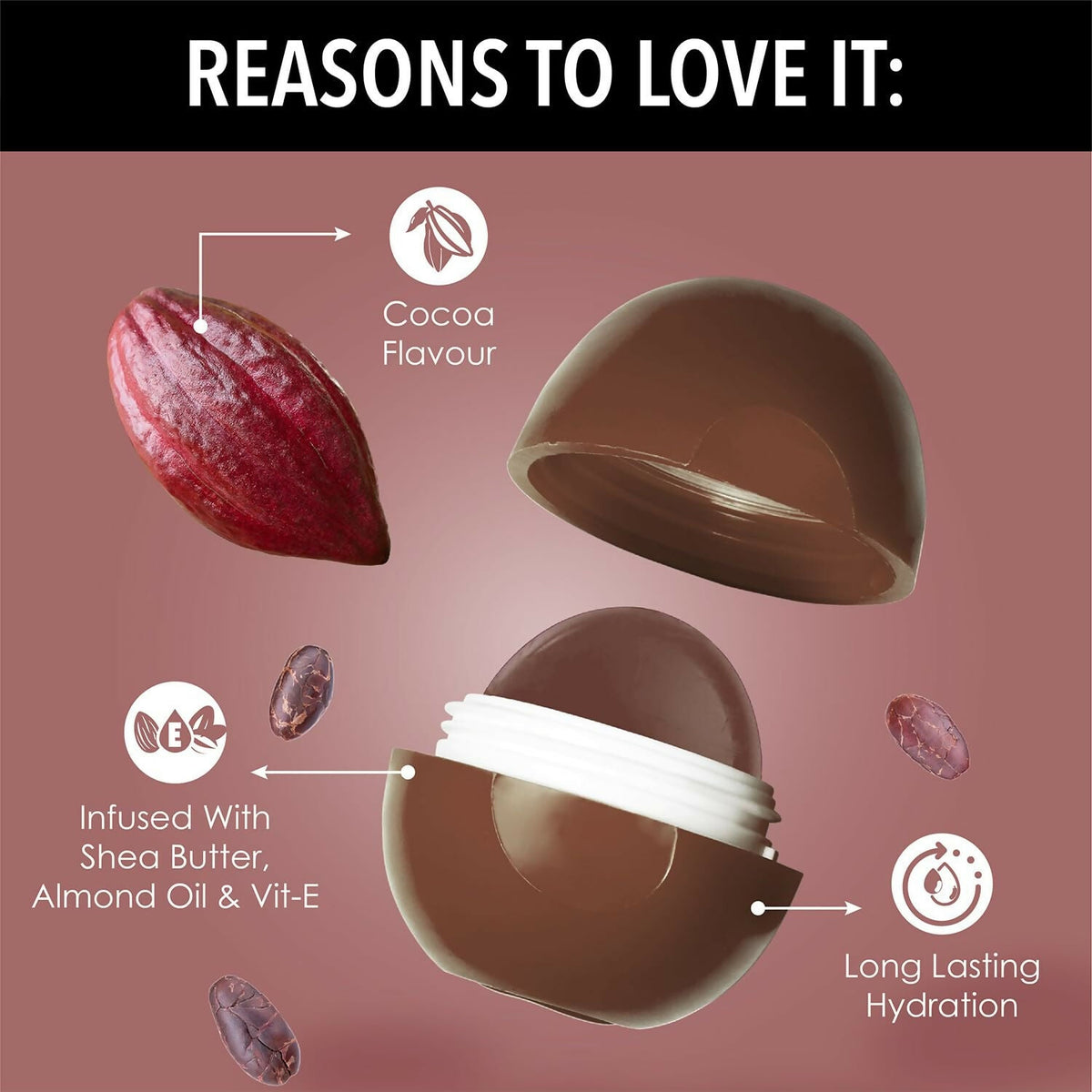 Blue Heaven Tinted Lip Balm Cocoa infused with Shea Butter, Almond oil and Vitamin E