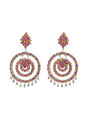 Mominos Fashion Johar Kamal Women's Pink & Orange Kundan Circles Earrings