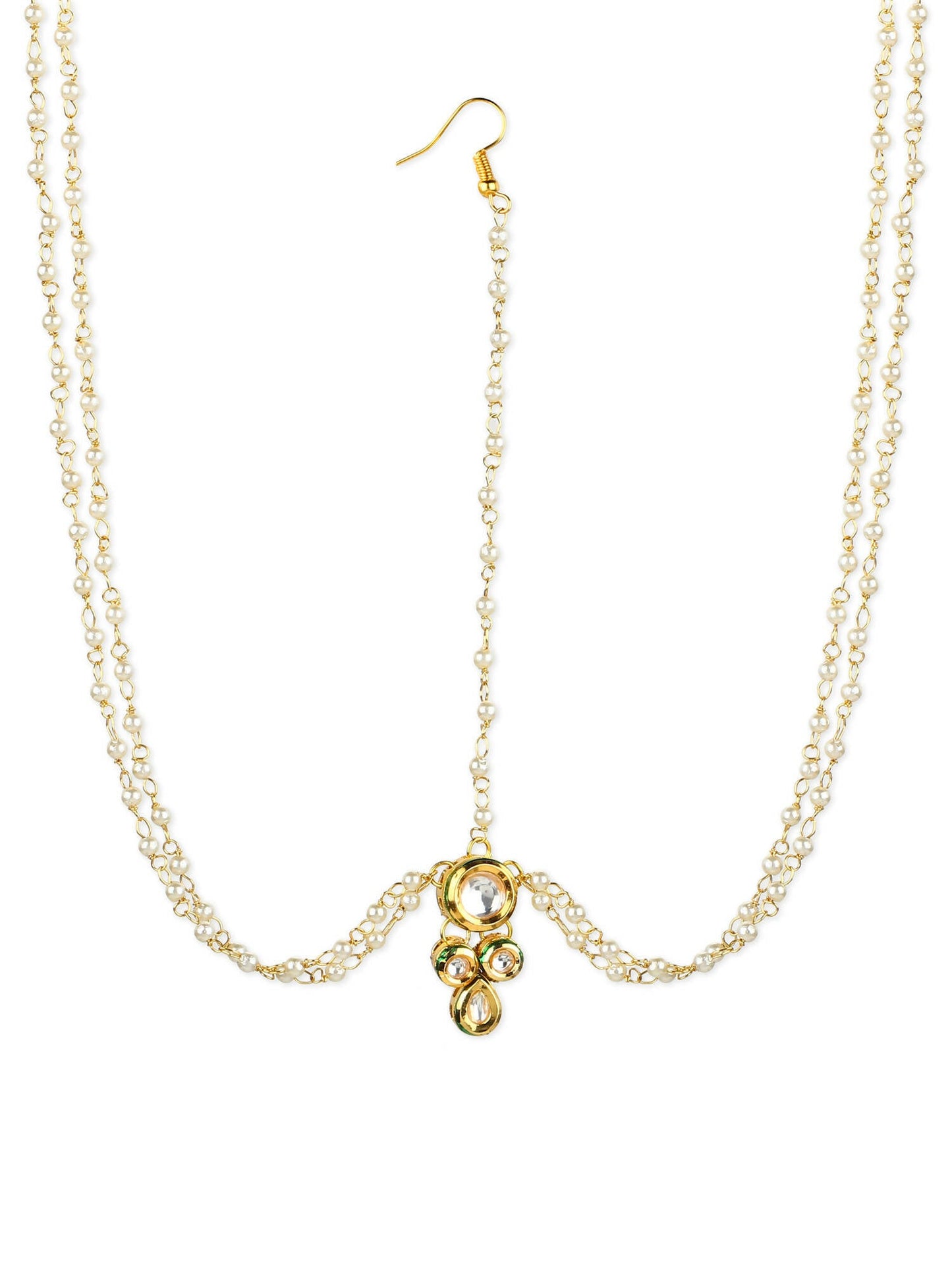 Gold-Polished Kundan Head Jewellery - Ruby Raang