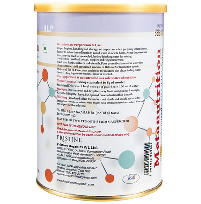 Pristine Balance Metanutrition HLP Powder (Upto 3 Years)- Unflavoured