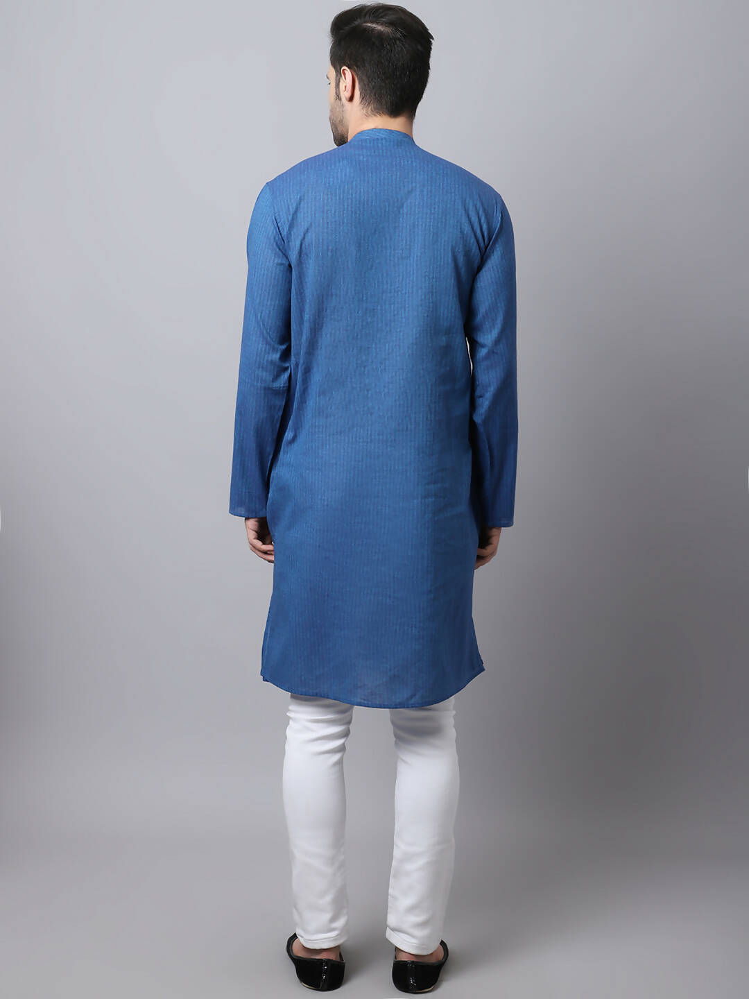 Even Apparels Blue Pure Cotton Men's Kurta With Side Placket