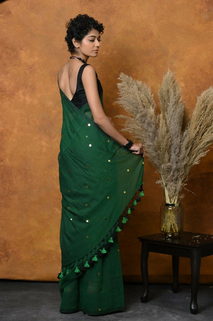 Very Much Indian Pure Mul Cotton Handloom Saree - Green
