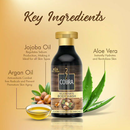 ST.JOHN Cobra Natural Body Wash Jojoba & Argan Oil for Deep Moisture & Radiant, Refreshing Fragrance For All Skin Types