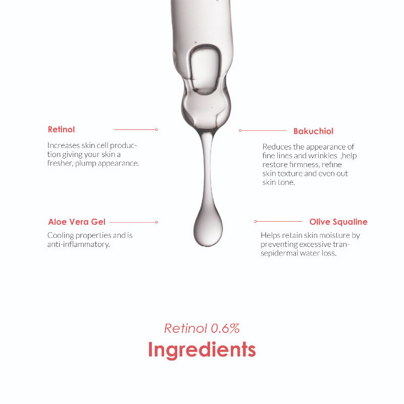 The Body Temple Retinol 0.6% Anti Ageing Night Face Serum