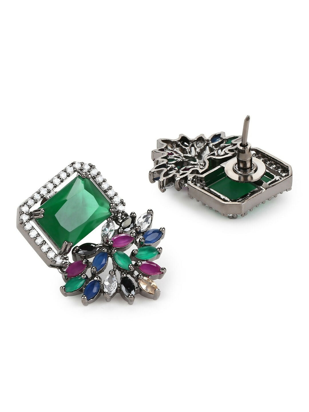 Green Stone Earrings- Ruby Raang
