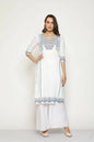 Maai Rayon Hand Printed Kurta Off-White