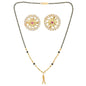 AanyaCentric Gold-Polished Short Mangalsutra Set with Earrings