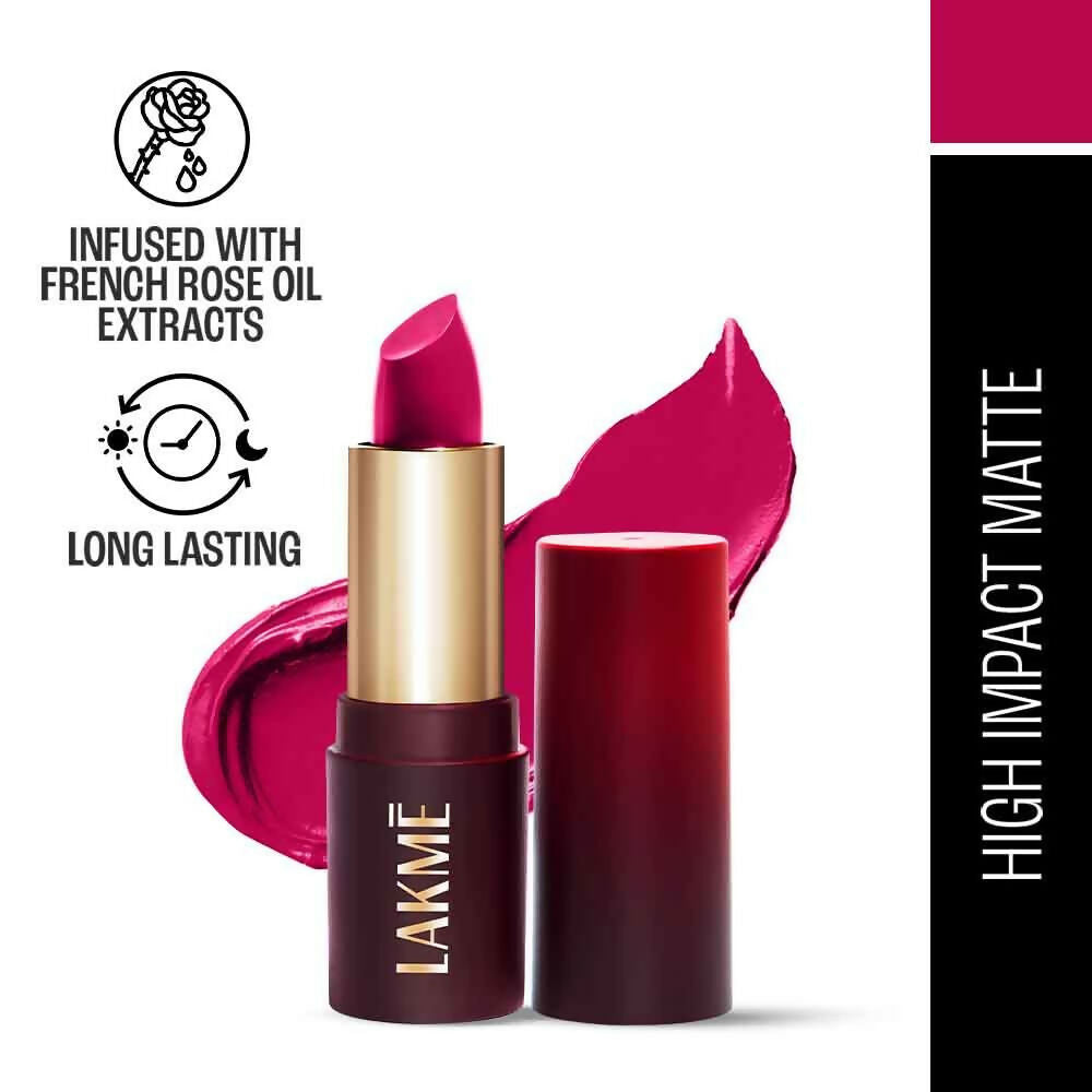 Lakme Forever Matte Lipstick, Made With French Rose Oil Extracts - Pink Petal