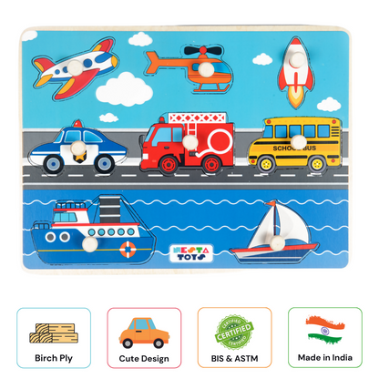 Nesta Toys Wooden Vehicle Knob Puzzle (8 Pcs)
