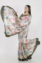 Aayaa Designer Printed Satin Saree - Multi Color