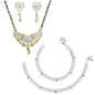 AanyaCentric Gold-Polished Mangalsutra Pendant Earring Set & Silver Plated Anklet