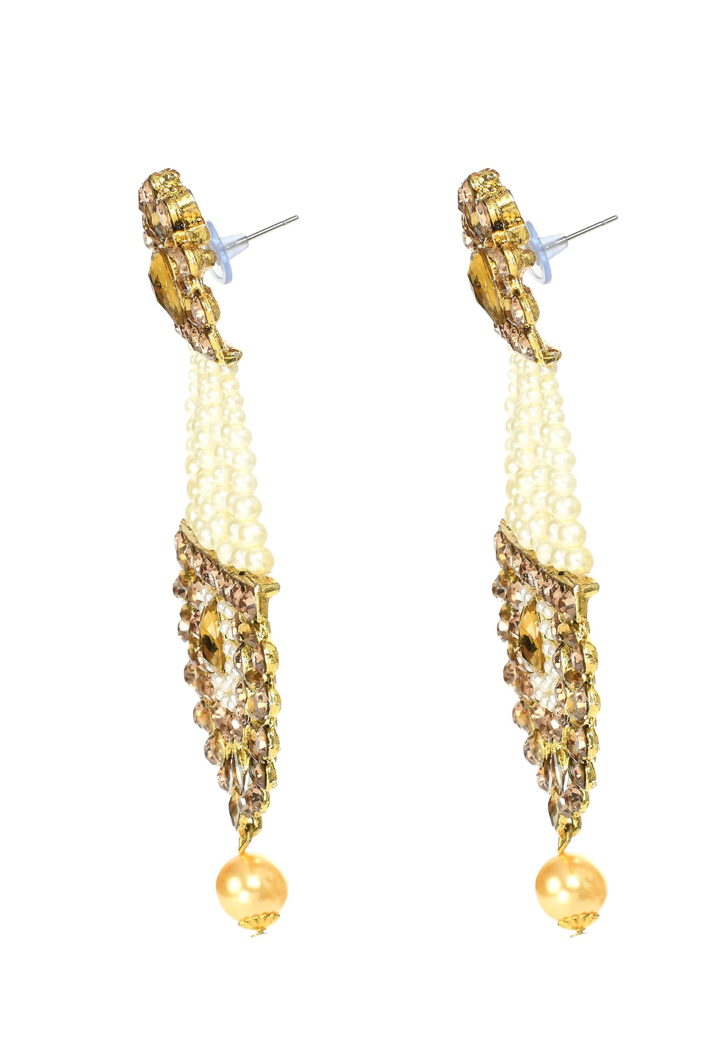 Mominos Fashion Johar Kamal Earrings With Kundan & Pearls Work
