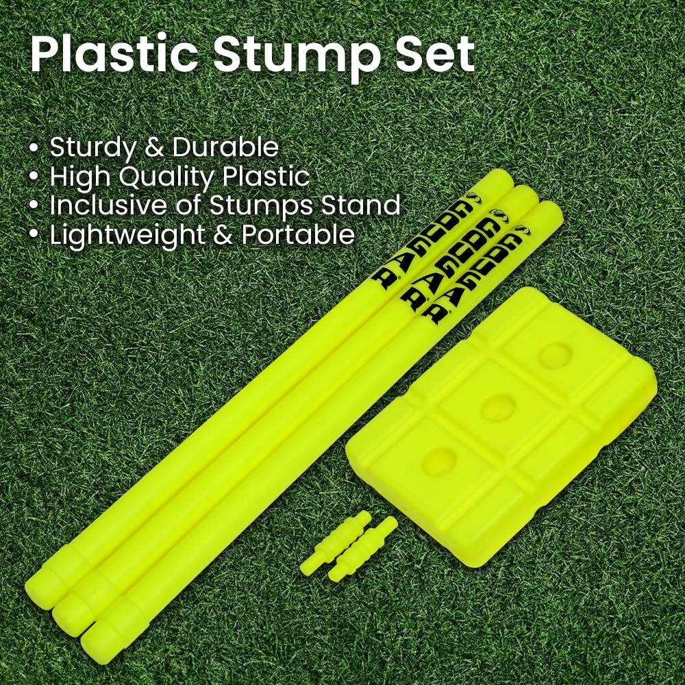Cougar Plastic Cricket Stumps Set (Portable Plastic Wicket Set) with Stand & Bails