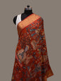 Red Kalamkari Hand Painted Kanchipuram Silk Handloom Dupatta with Dashavatar Design - Global Threads