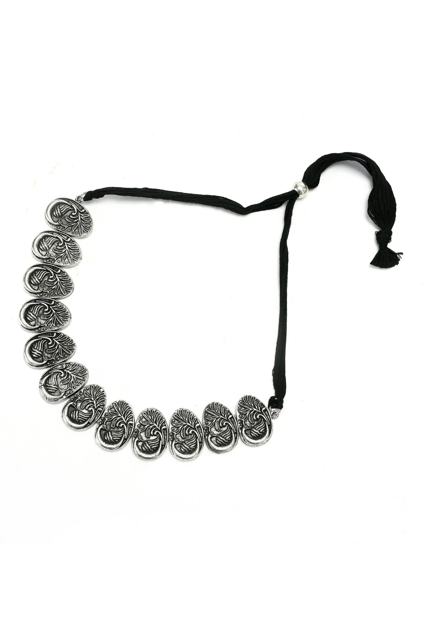 Mominos Fashion Johar Kamal Oxidised Silver-Plated Brass Finish Choker For Women