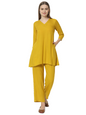 Fab Fashion Mustred Plain Pure Co-Ord Set