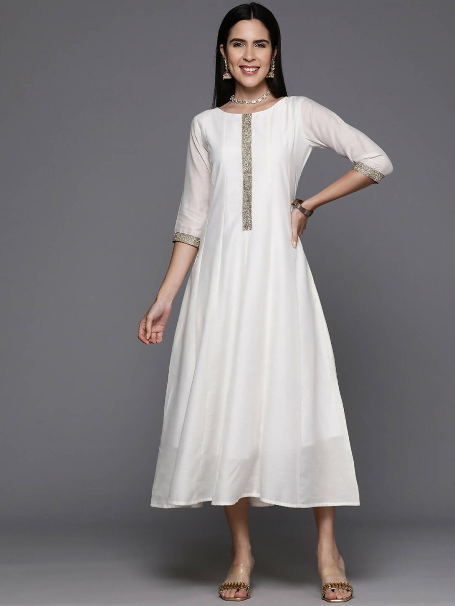 Ahalyaa Women's Traditional wear Ethnic Dress - Off White