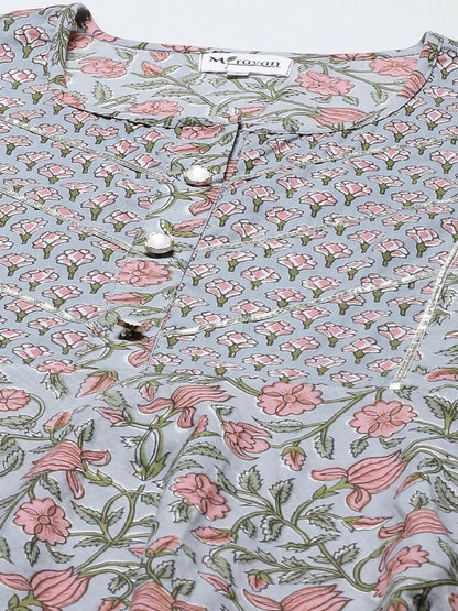 Miravan Women's Floral Printed Anarkali Kurta