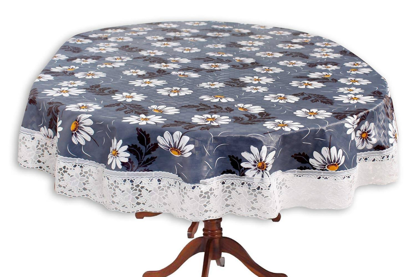 Casa-Nest Printed Pvc Plastic Flowered 4 Seater Round Shape Table Cover - Multicolour