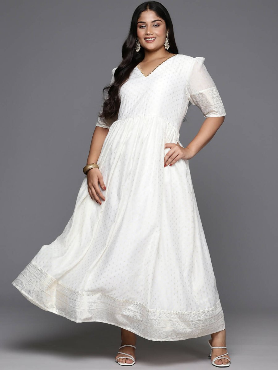Ahalyaa Women's Traditional wear Ethnic Dress - Off White