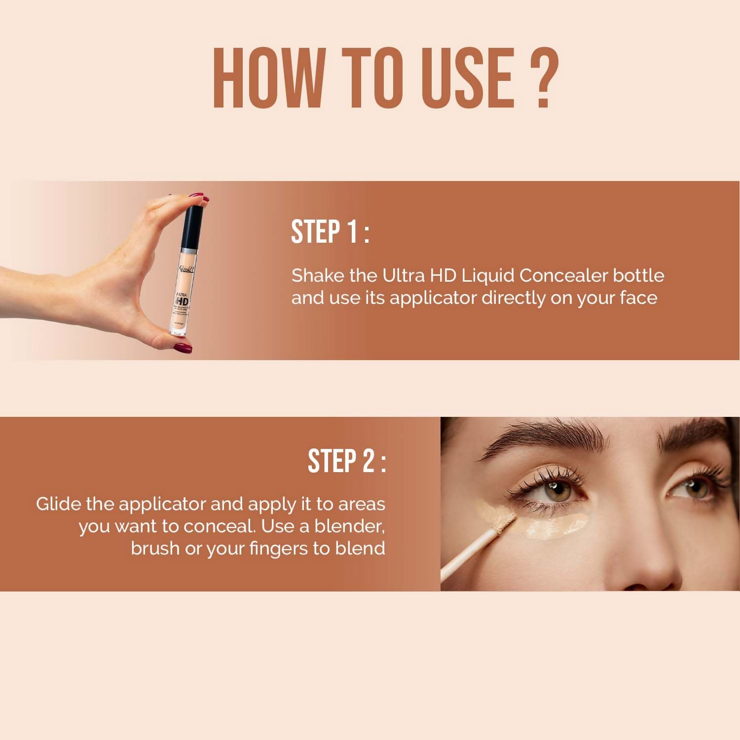 Glam21 Ultra HD Liquid Concealer for HD Finish - Orange Bar
