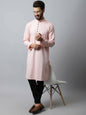 Even Apparels Pink Color Linen Pure Cotton Men's Kurta With Side Placket (SLD070)