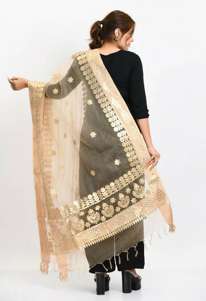 Mominos Fashion Moeza Women Organza Gotta Patti Bridal Dupatta Golden Dupatta