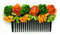 Green & Orange Flower Hair Comb