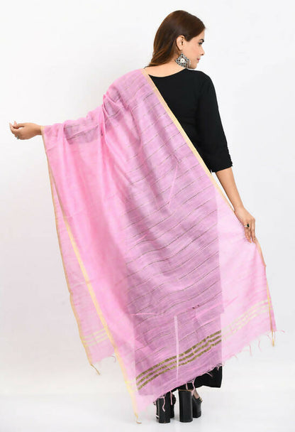 Mominos Fashion Moeza Women's Cotton Zari Box Baby Pink Dupatta