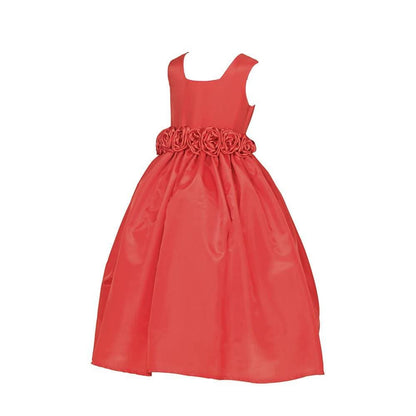 Asmaani Baby Girl's Red Color Satin Fashionable Maxi Full Length Dress (AS-DRESS-22011)