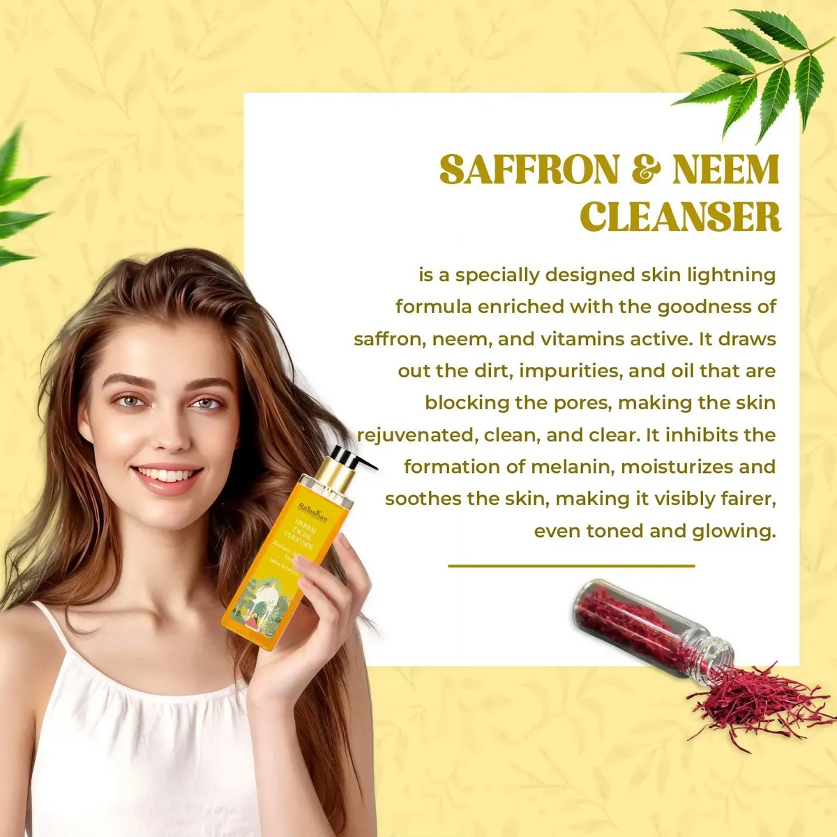 Rajasthan Herbals Herbal Facial Cleanser with Kashmiri Saffron & Neem