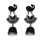 Mominos Fashion Johar Kamal Black Color Peacock Earrings Jhumka