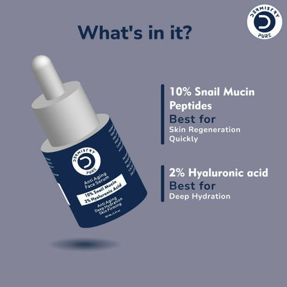 Dermistry Pure 10% Snail Mucin 96 Peptide Anti-Ageing Moisturizer Skin Firming Tightening Face Serum