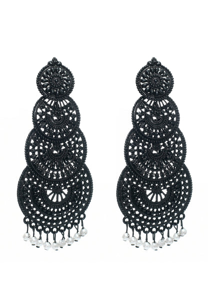 Mominos Fashion Johar Kamal Women's Latest Design Black Color Earrings